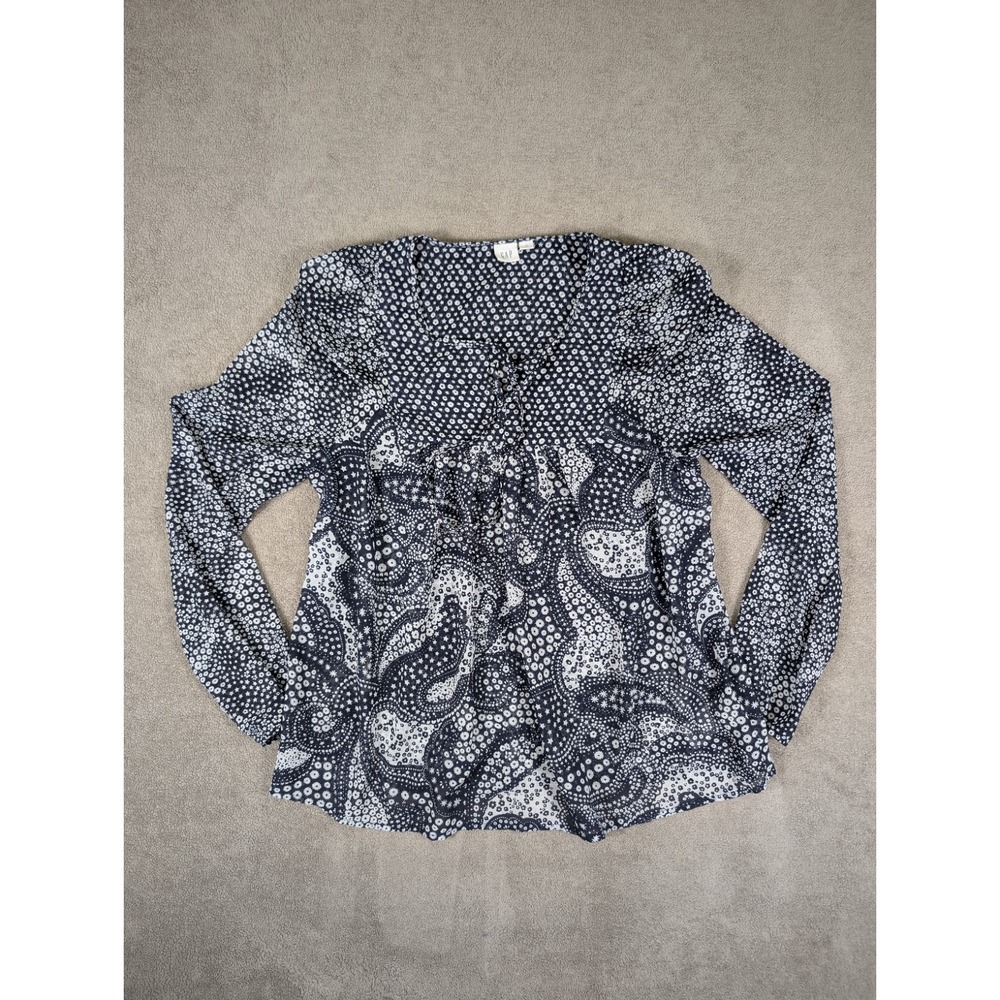 GAP Womens Sheer Top Size Small Navy and White‎ Paisley